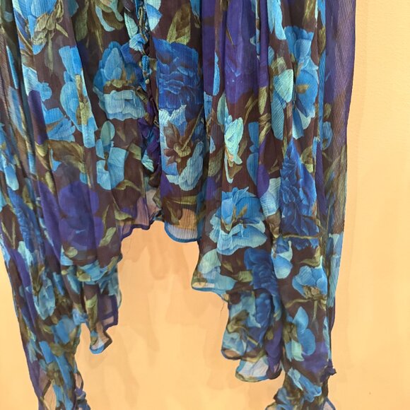 The Kooples Blue Long Printed Dress with Frills - Size 0 - Picture 5 of 5